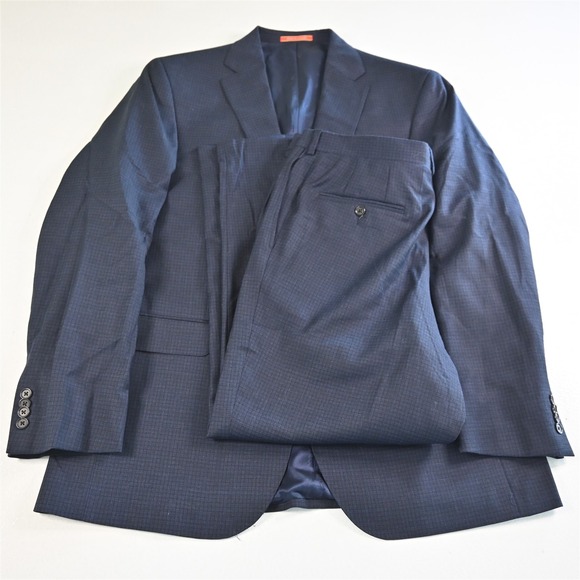 Daniel Cremieux 44L 36x30 Blue Check 100% Wool Nantes Mens Jacket Pants Suit
